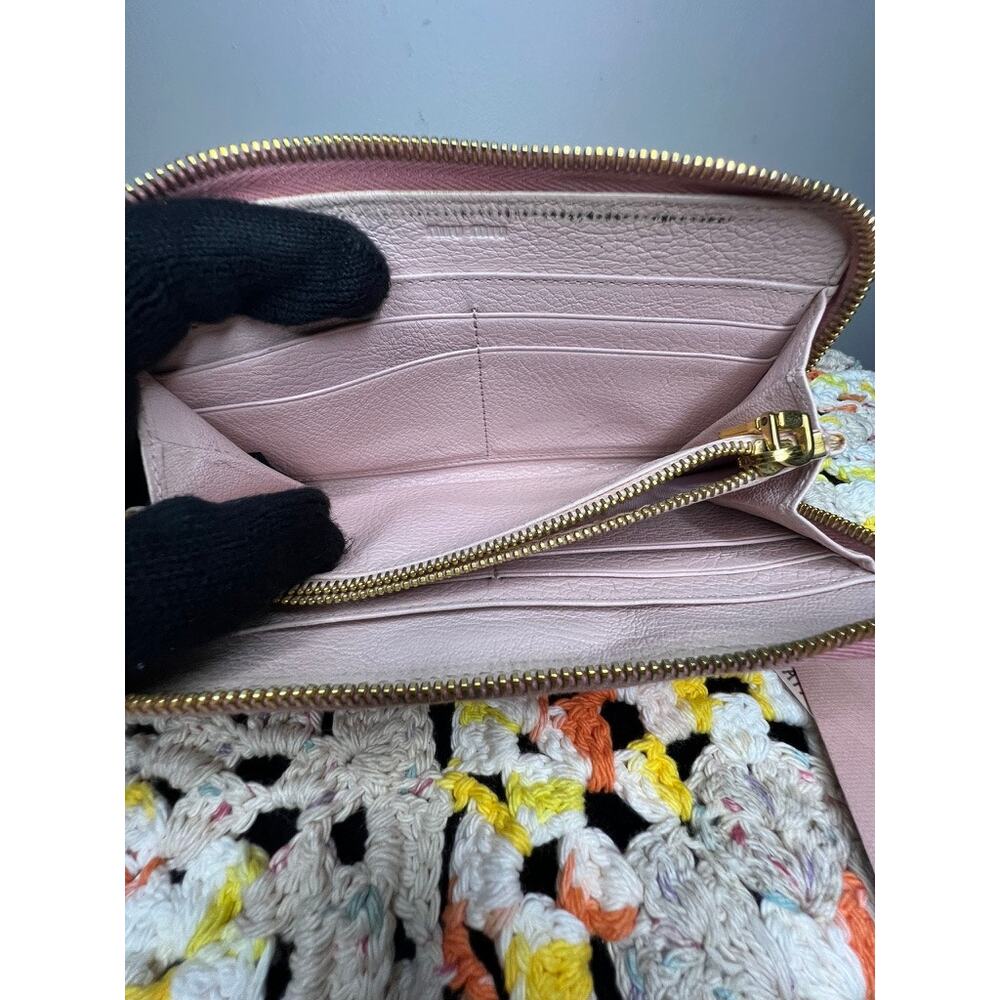Miu Miu Madras Bicolore Bow Zip Around Wallet Rosa Gemma Pink Authentic - Picture 12 of 16
